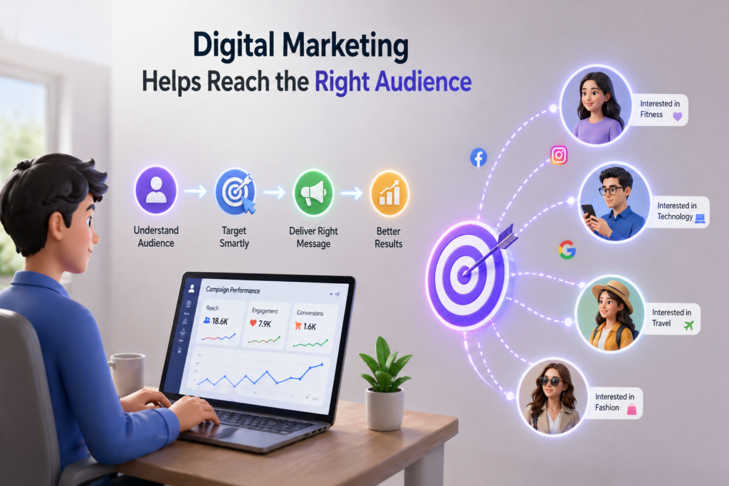 How does digital marketing help reach the right audience?